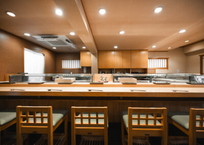 Sushi Shutatsu’s traditional omakase counter interior at a Tokyo sushi restaurant